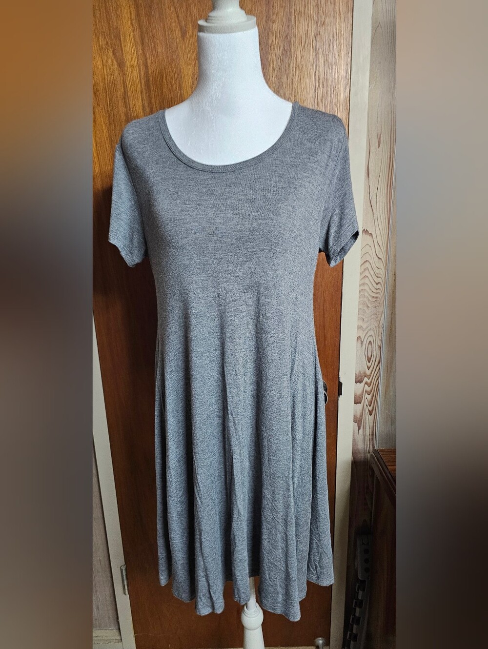 Style & Co. Heather Gray Petite Swing Dress Boho Flowy PM